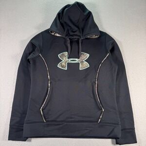 Under Armor Storm 1 Hoodie Sweatshirt Womens Medium Loose Fit Black Camo Comfort